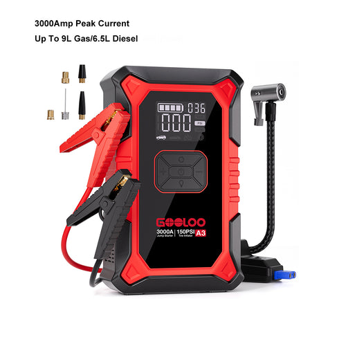 GOOLOO A3 3000A Supersafe Jump Starter with Air Compressor