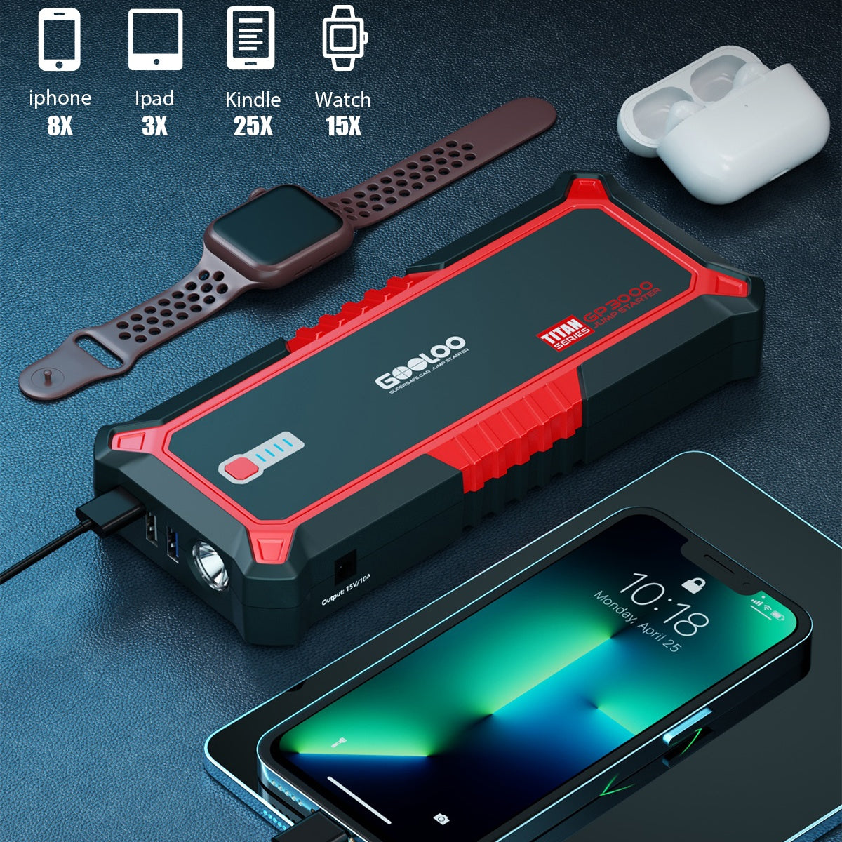 GOOLOO GP3000 Portable Battery Booster Pack