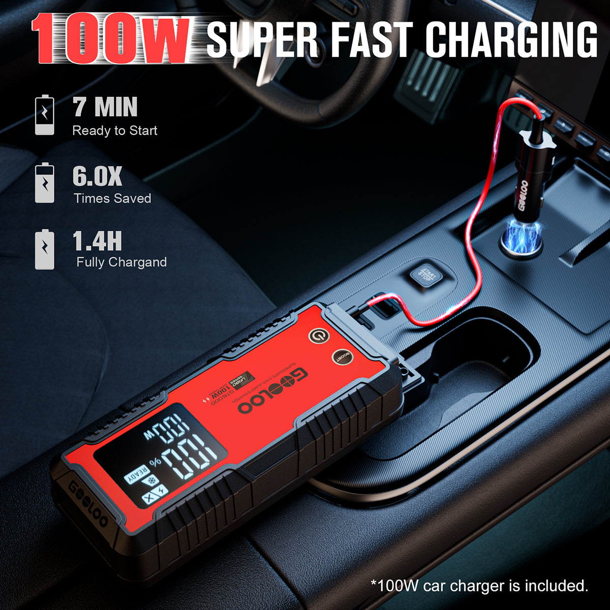 GOOLOO GT6000 High Power Jump Starter with AP150 PRO Tire Inflator