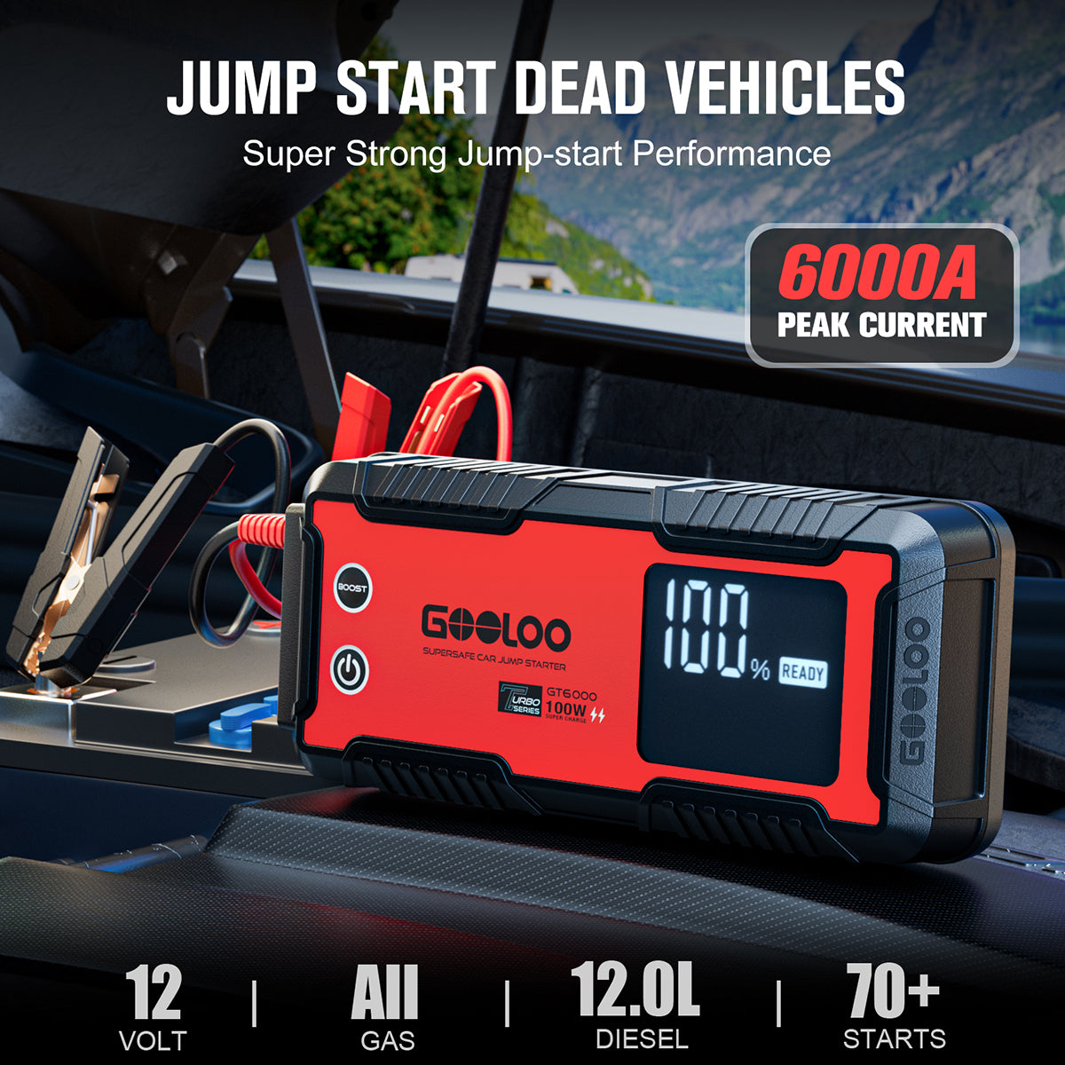 GOOLOO GT6000 High Power Jump Starter with AP150 PRO Tire Inflator