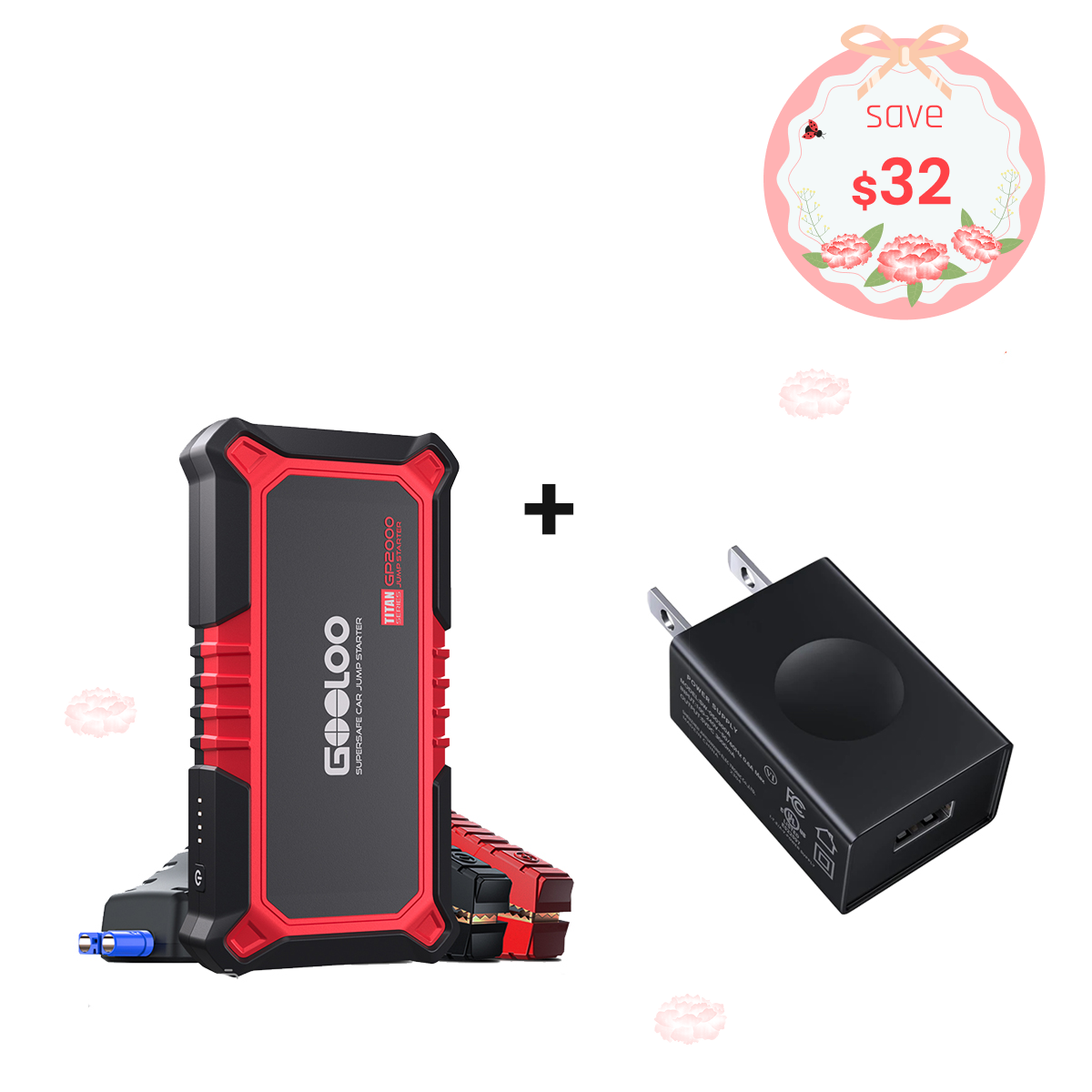 GOOLOO GP2000 Portable Jump Starter with 15W Wall Charger