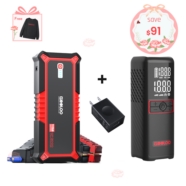GOOLOO GP3000+GT160 Tire Inflator+15W Wall Charger