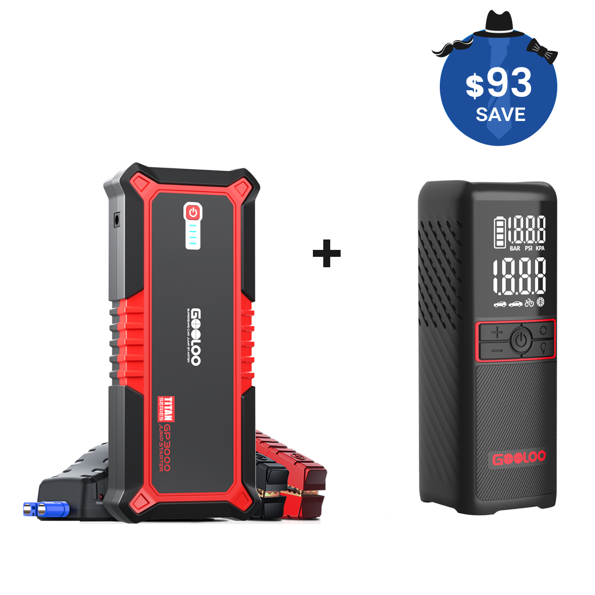 GOOLOO GP3000 Jump Starter with GT160 Tire Inflator