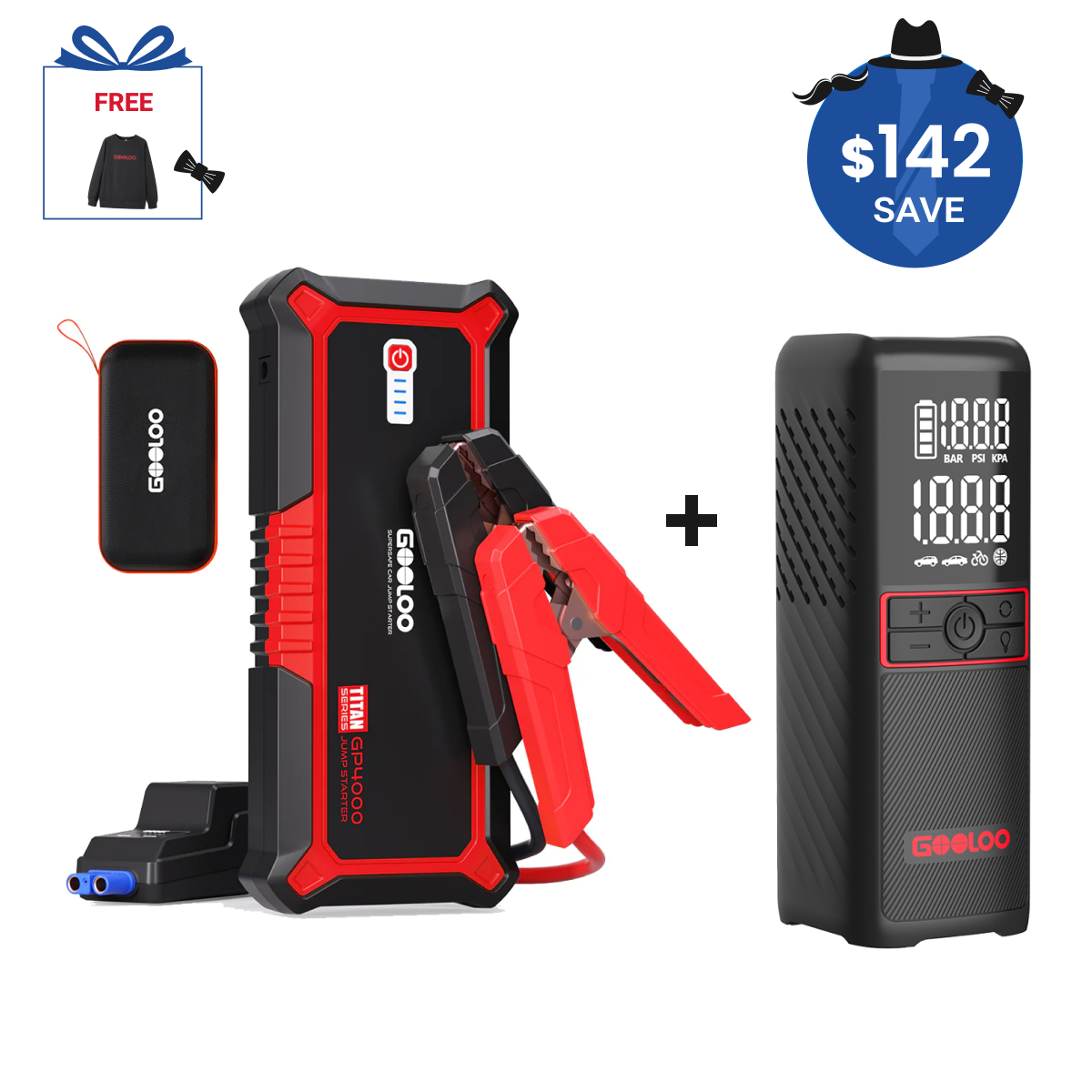 GOOLOO GP4000 Jump Starter with GT160 Tire Inflator