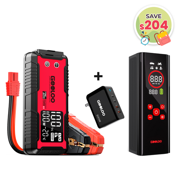 GOOLOO GT3000 Jump Starter+AP150 PRO Tire Inflator+100W Fast Charger