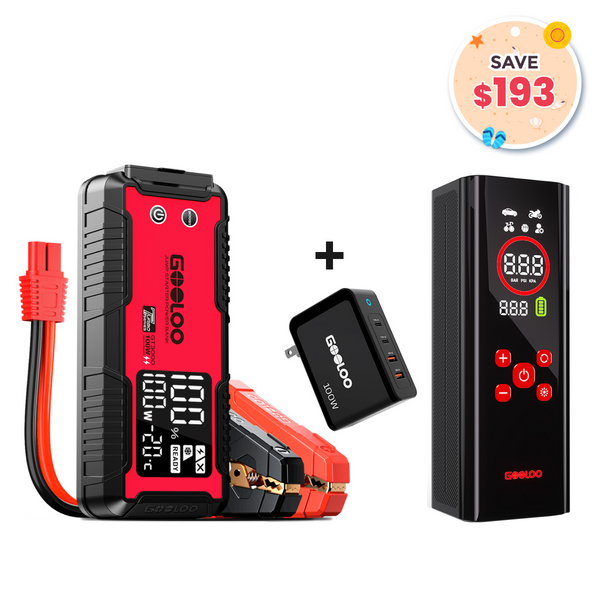 GOOLOO GT3000 Jump Starter+AP150 PRO Tire Inflator+100W Fast Charger