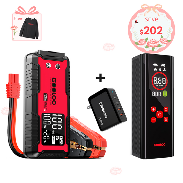 GOOLOO GT3000 Jump Starter+AP150 PRO Tire Inflator+100W Fast Charger