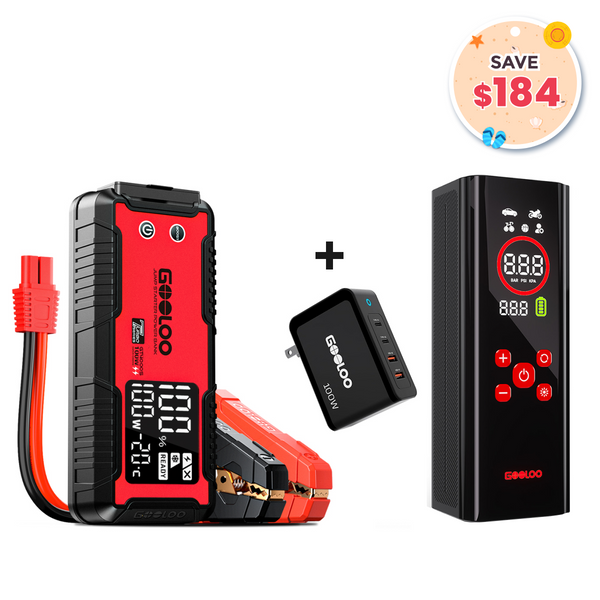 GOOLOO GT4000S Jump Starter+AP150 PRO Tire Inflator+100W Fast Charger