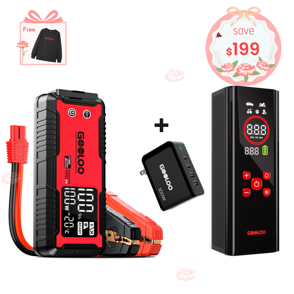 GOOLOO GT4000S Jump Starter+AP150 PRO Tire Inflator+100W Fast Charger