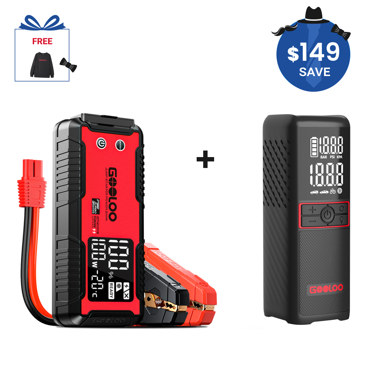GOOLOO GT4000S Jump Starter with GT160 Tire Inflator