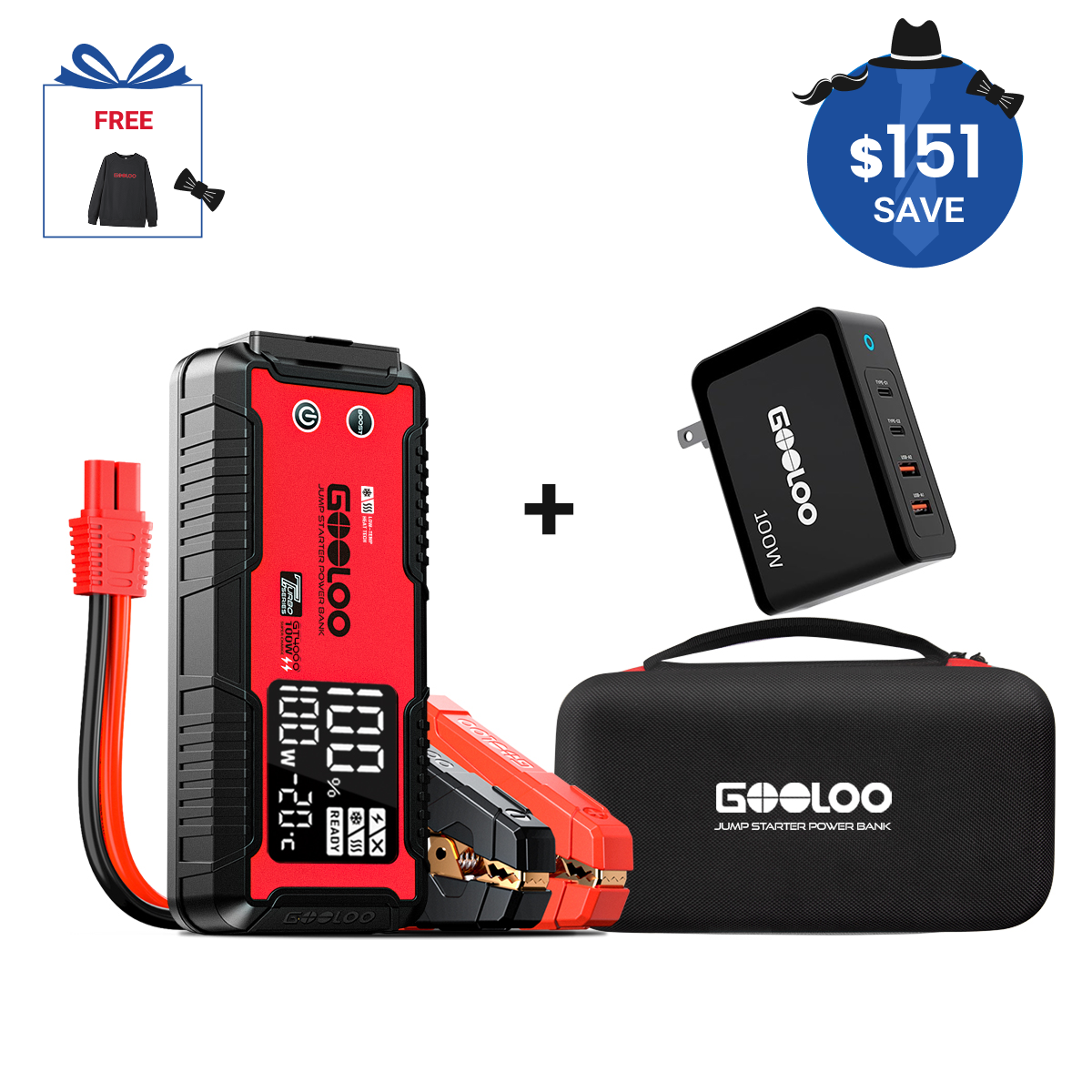 GOOLOO GT4000 Jump Starter 4000Amp 100W Pre-heating Tech