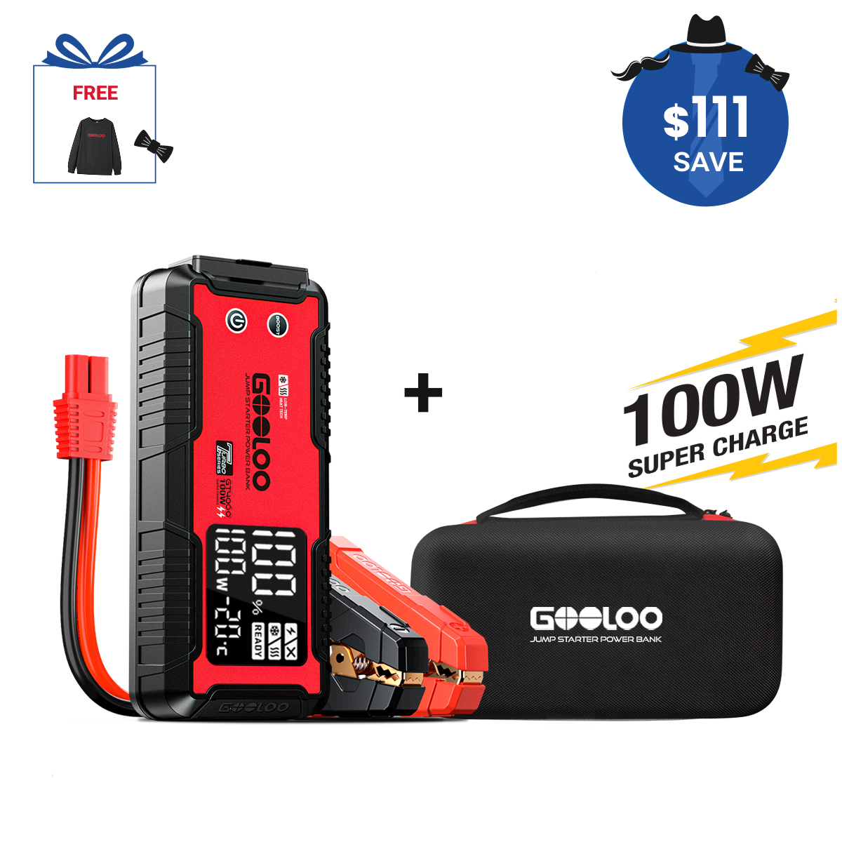 GOOLOO GT4000 Jump Starter 4000Amp 100W Pre-heating Tech