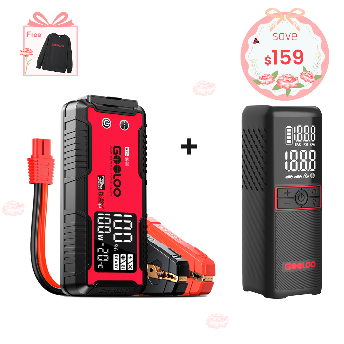 GOOLOO GT4000 Jump Starter with GT160 Tire Inflator