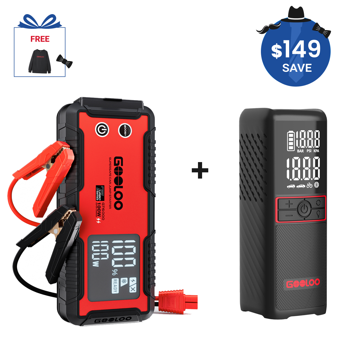 GOOLOO GT6000 Jump Starter with GT160 Tire Inflator