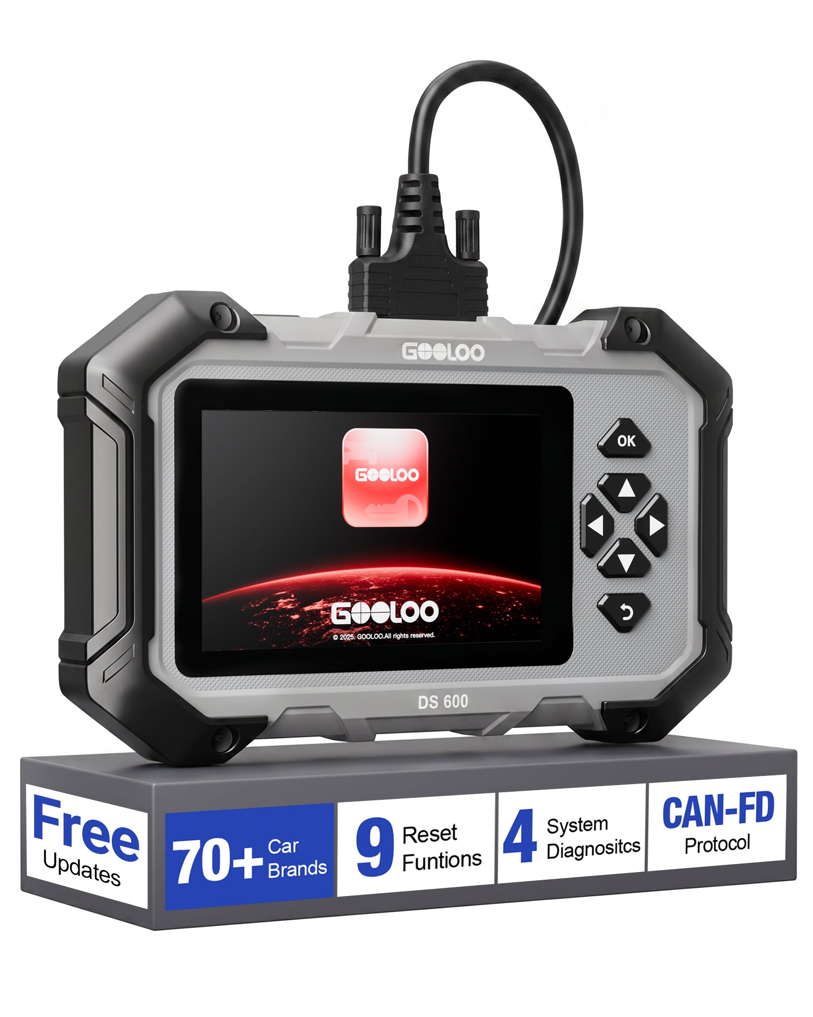 2026 GOOLOO DS600 OBD2 Scanner with Touchscreen –No Subscription, Life