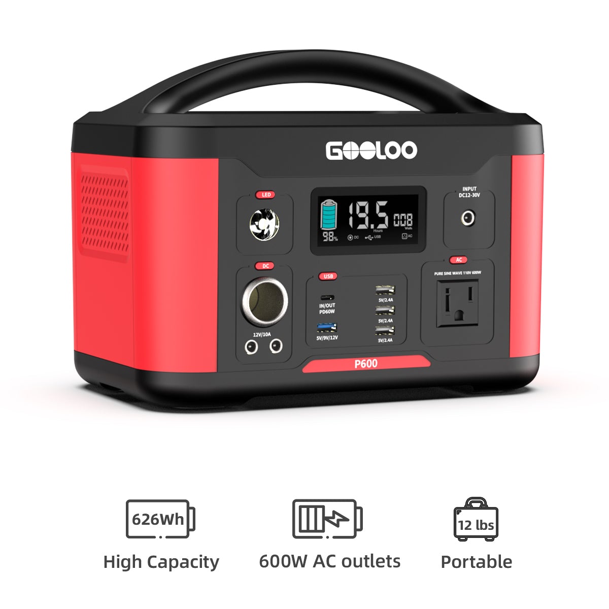 Generador Solar P600 | 600 W 626,4 Wh 